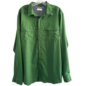 Columbia Mens Omni-Shade Sun Protection Long Sleeve Green Shirt Athleisure Large